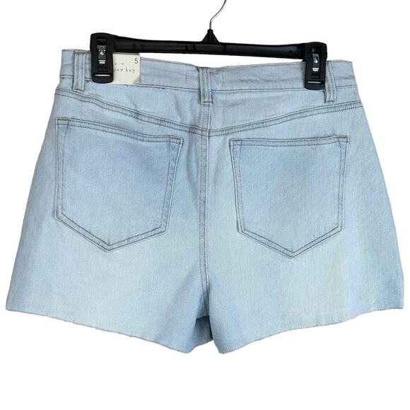 Copper Key Jean Shorts Size 5 Juniors Bleach Wash Raw Hem Slits Distressed Denim - Picture 2 of 11